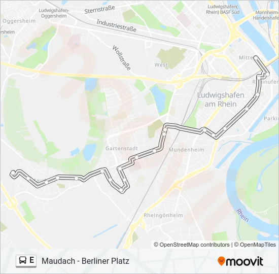 Автобус E: карта маршрута