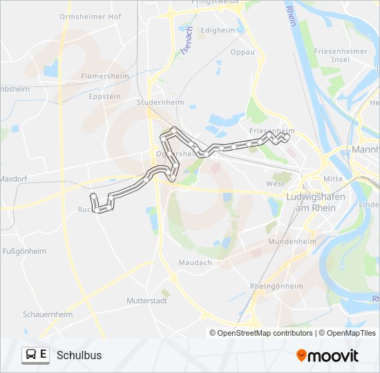 Автобус E: карта маршрута