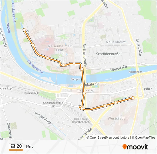 Автобус 20: карта маршрута