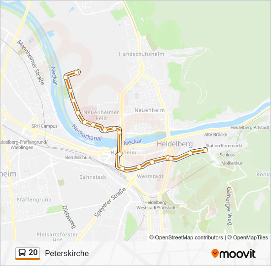 Автобус 20: карта маршрута