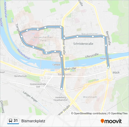 Автобус 31: карта маршрута
