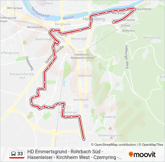Автобус 33: карта маршрута