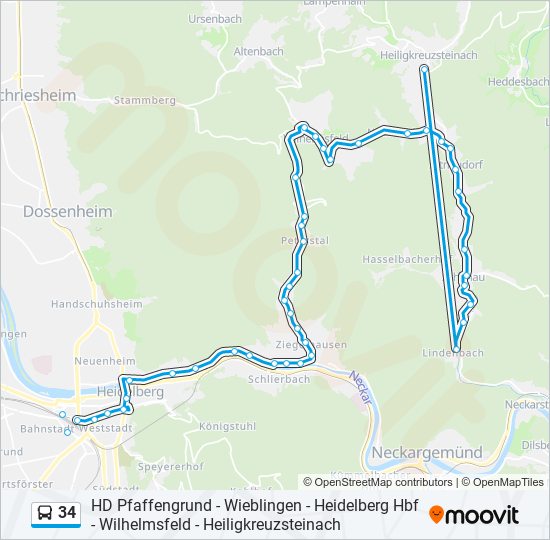 34 bus Line Map