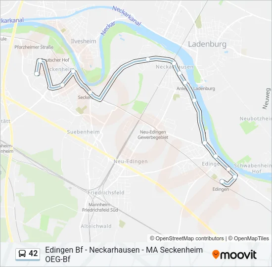 Buslinie 42 Karte