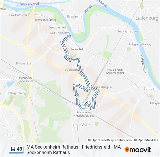 43 Bus Line Map