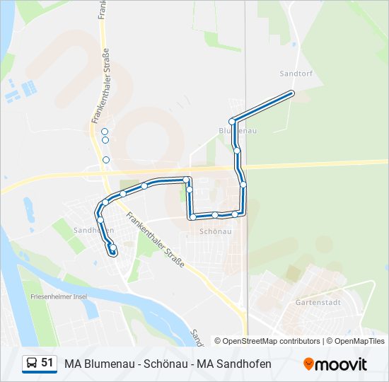 Автобус 51: карта маршрута