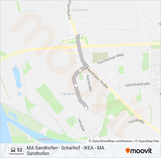 52 Bus Line Map