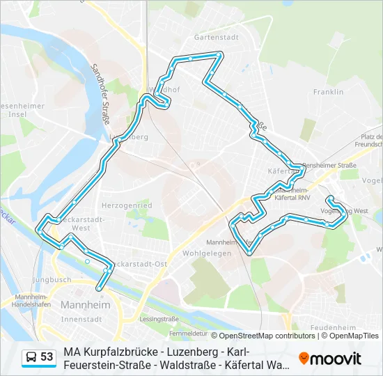 Автобус 53: карта маршрута
