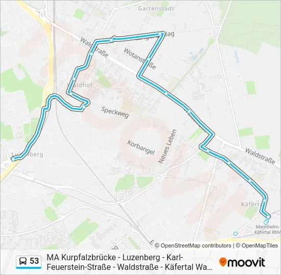 Автобус 53: карта маршрута