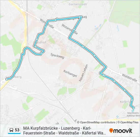 Автобус 53: карта маршрута