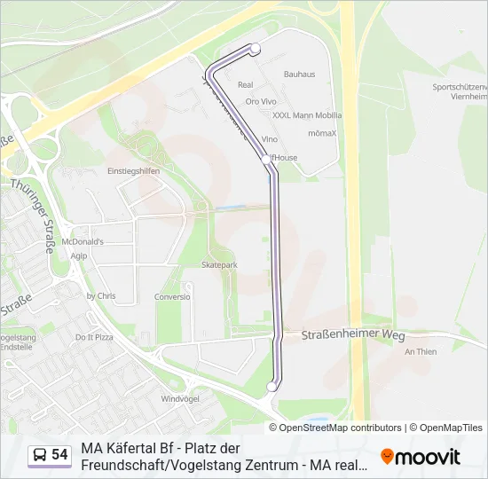 54 Bus Line Map