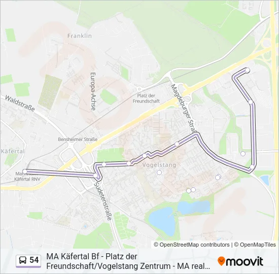 54 Bus Line Map