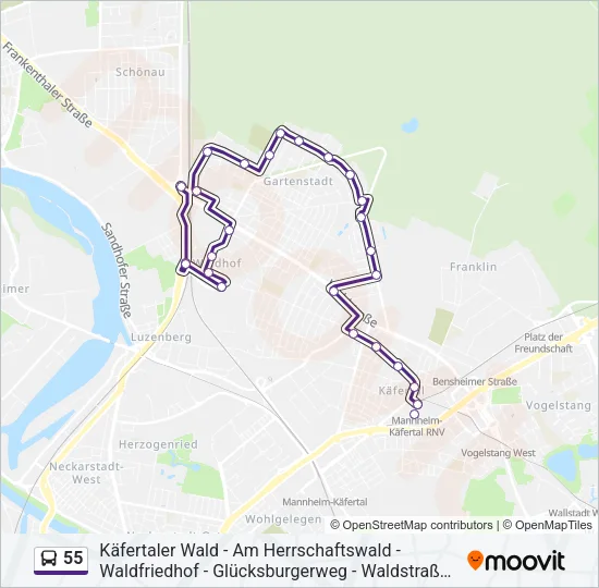 55 Bus Line Map