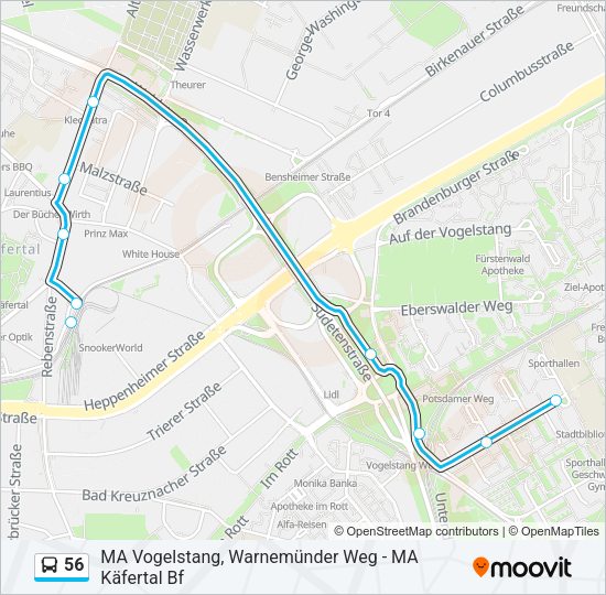 Автобус 56: карта маршрута