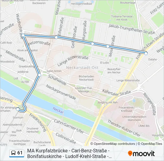 61 Bus Line Map