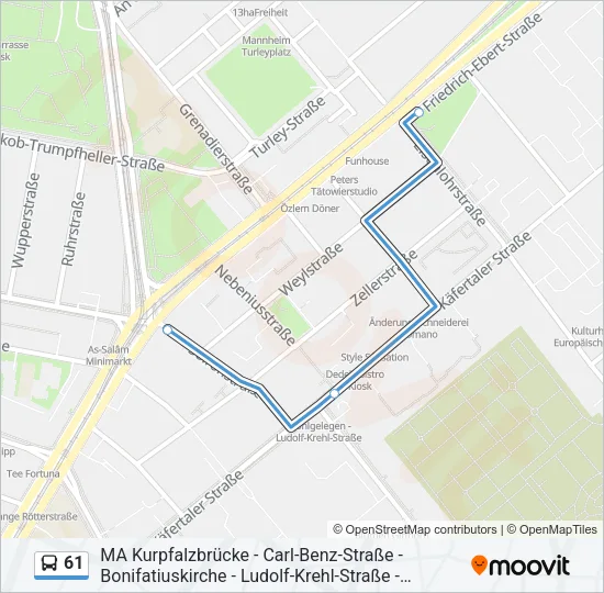 61 Bus Line Map