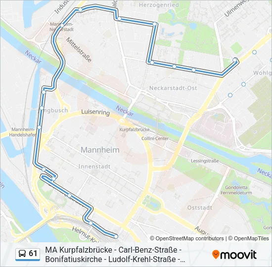 61 Bus Line Map