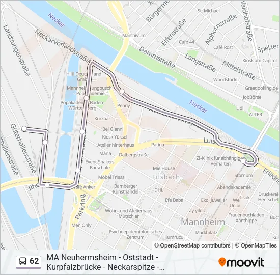 62 Bus Line Map