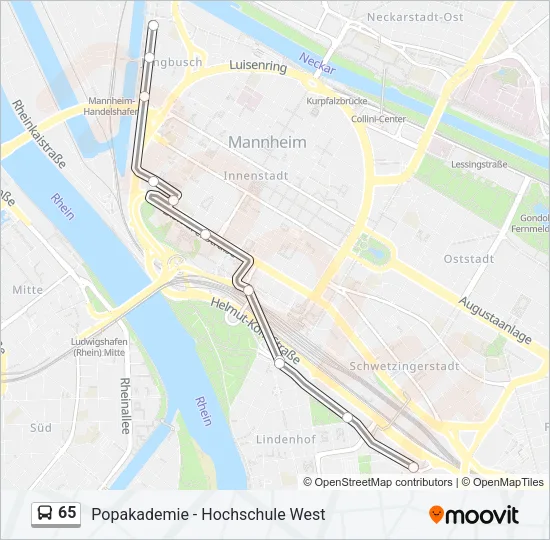 65 Bus Line Map
