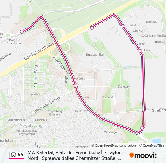 66 Bus Line Map