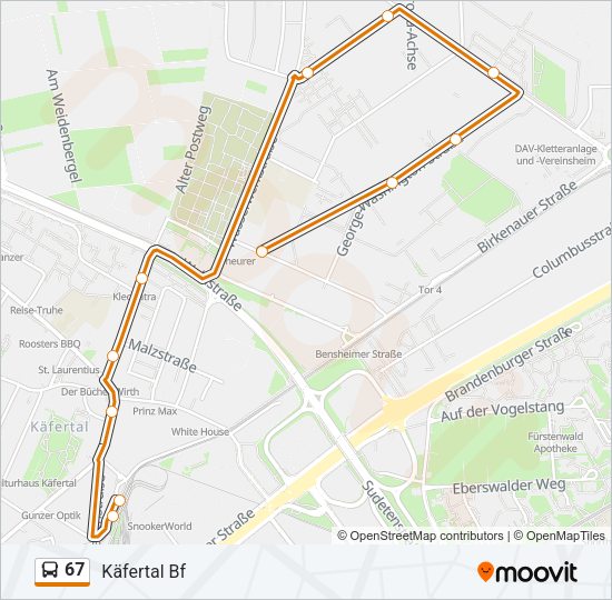 Автобус 67: карта маршрута