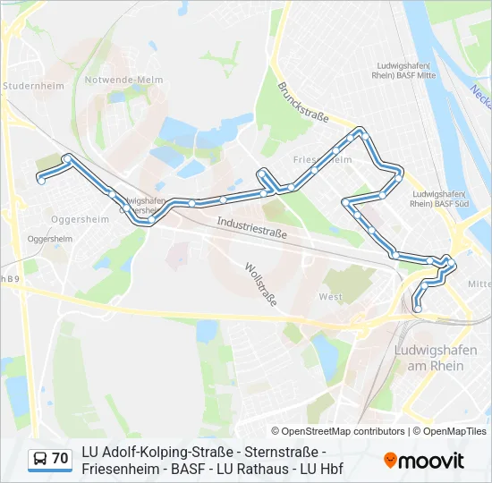 70 Bus Line Map