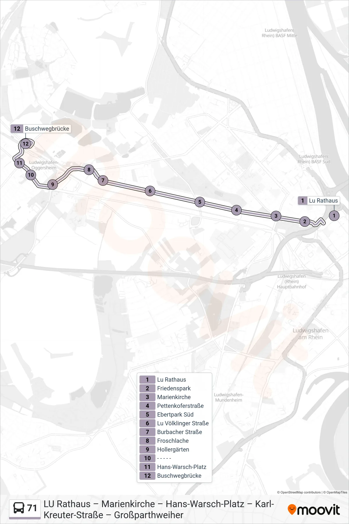 Linie 71 (Bus) Richtung Notwende: Route und Haltestellen auf der Karte
