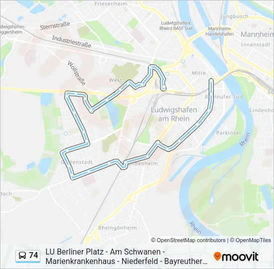 74 Bus Line Map