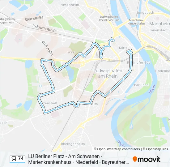 74 Bus Line Map