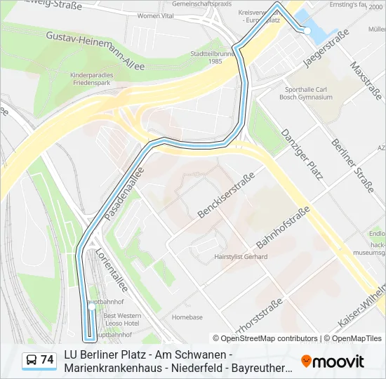 74 Bus Line Map