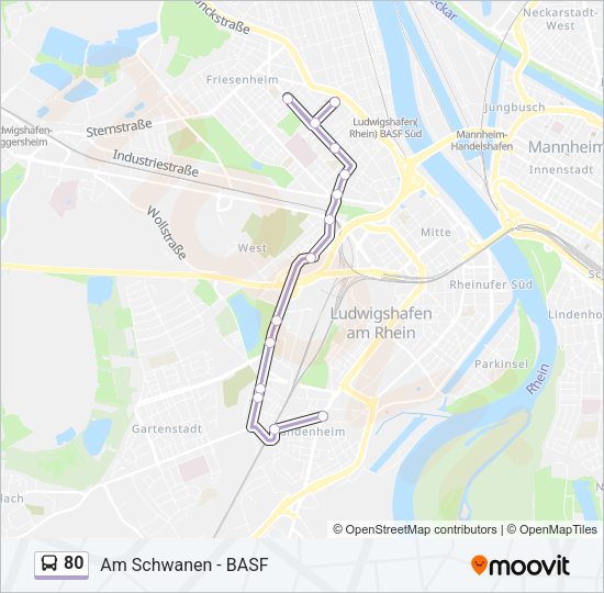 Автобус 80: карта маршрута