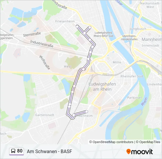 80 Bus Line Map