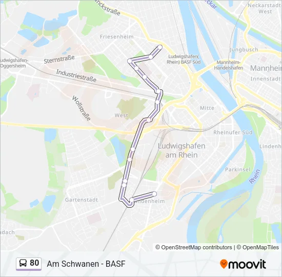 Автобус 80: карта маршрута