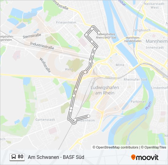 Автобус 80: карта маршрута
