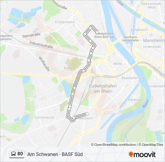 80 Bus Line Map