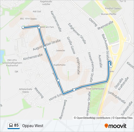 Автобус 85: карта маршрута