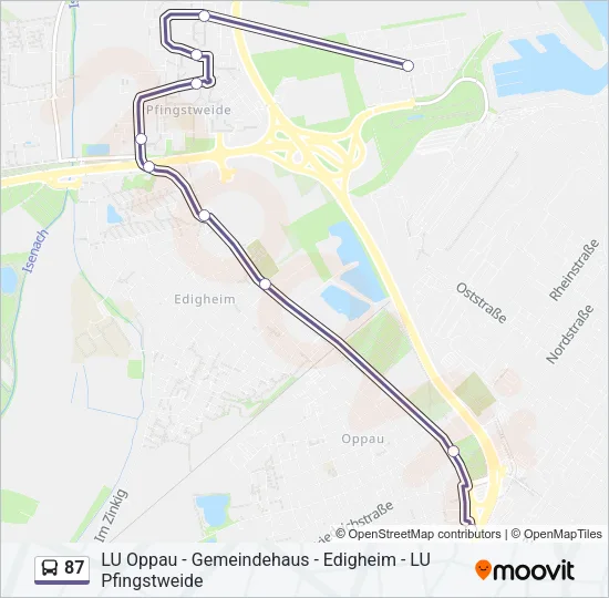 87 Bus Line Map