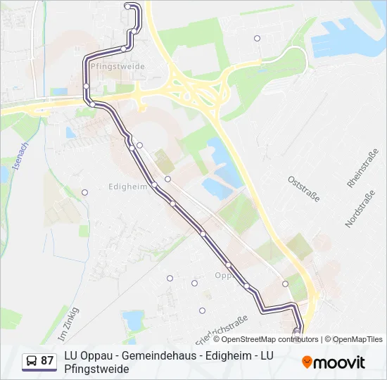 87 Bus Line Map