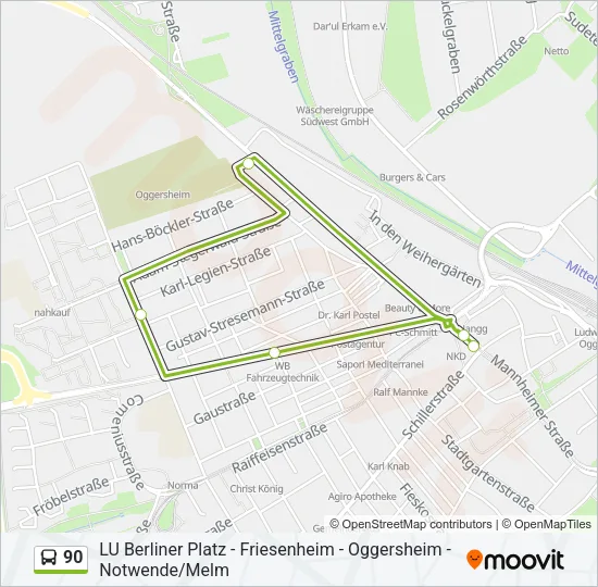 90 Bus Line Map