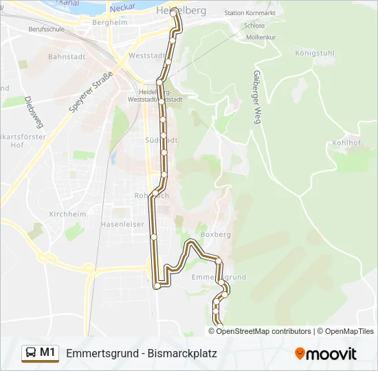 Автобус M1: карта маршрута
