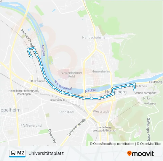 Автобус M2: карта маршрута