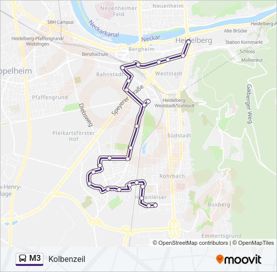 M3 Bus Line Map