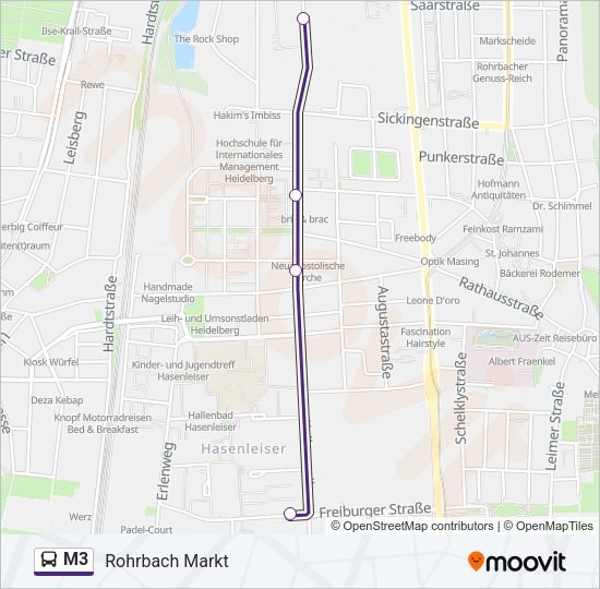 M3 Bus Line Map