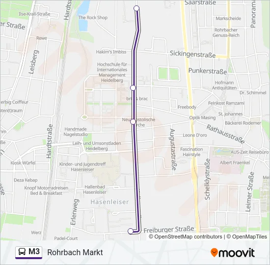 M3 Bus Line Map