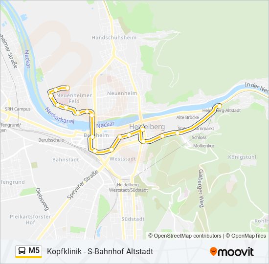 Автобус M5: карта маршрута