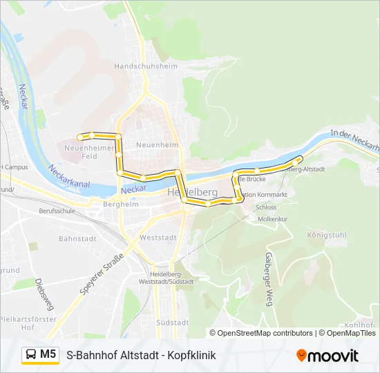 Автобус M5: карта маршрута