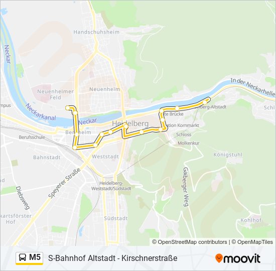 Автобус M5: карта маршрута