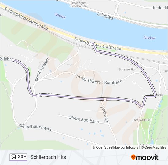 30E Bus Line Map