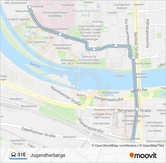 Автобус 31E: карта маршрута