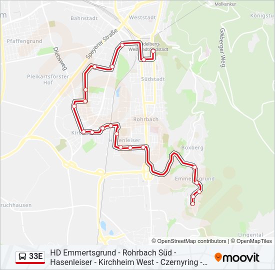 33E Bus Line Map